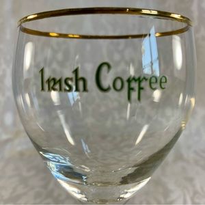Irish Coffee Glass Goblet Green Shamrock Stem 5 3/4”
